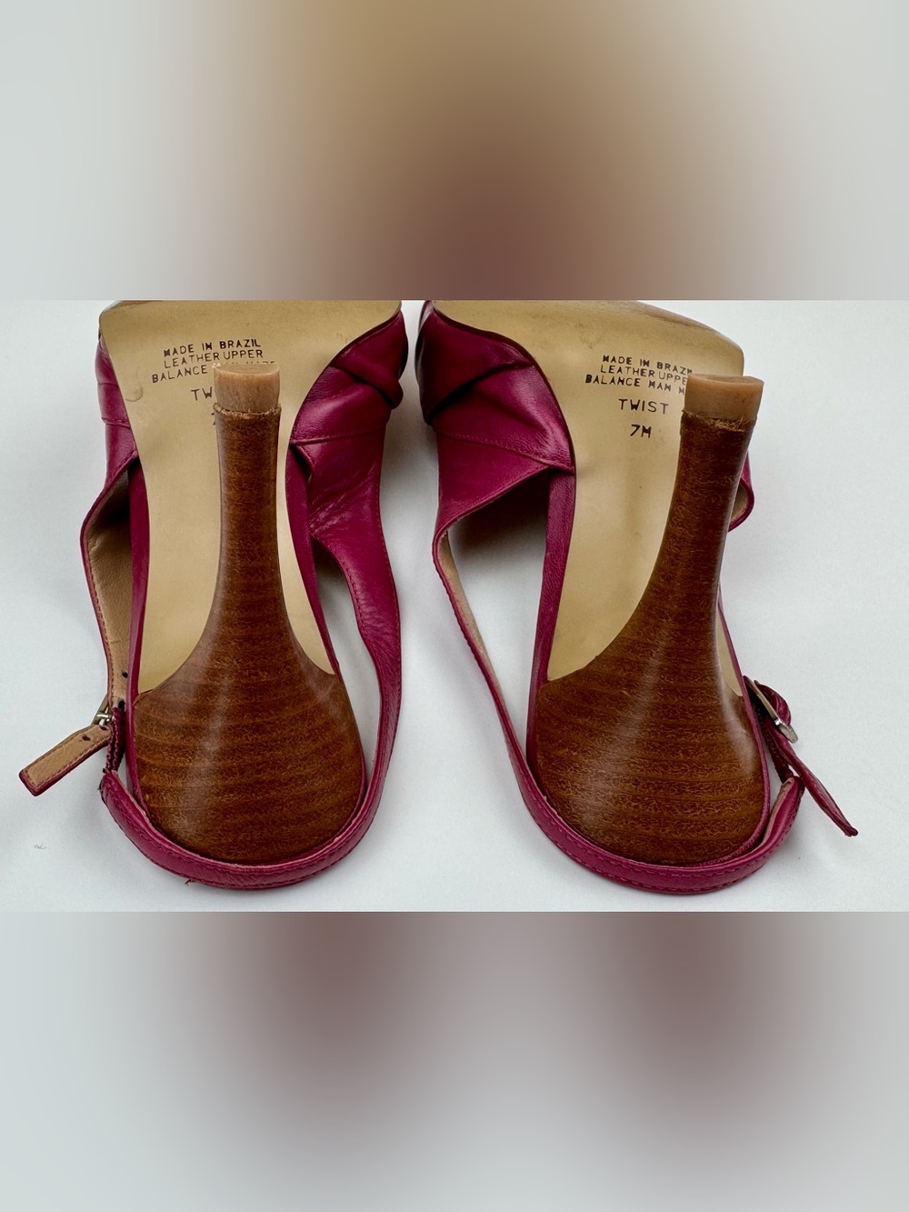 Carlos Santana hot pink leather sling back pumps. Size 7. Fair to good condition - Picture 4 of 10